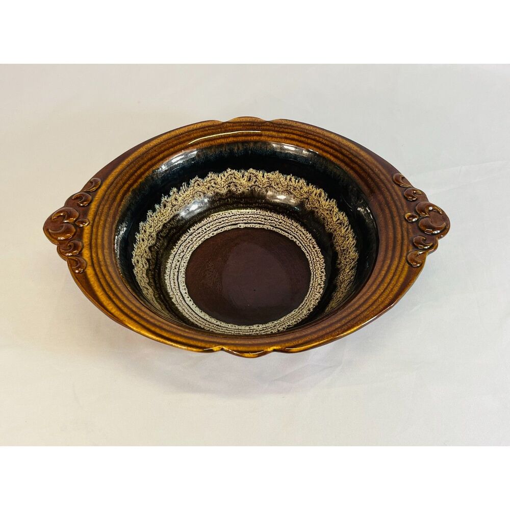 Vintage Haeger USA Pottery Wash Basin Bowl Brown Swirl